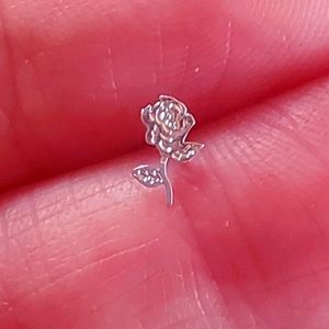 Sterling silver rose nose stud